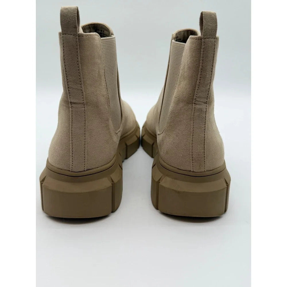 BP Tan Suede Fabric Platform Lug Sole Chelsea Boots 9M